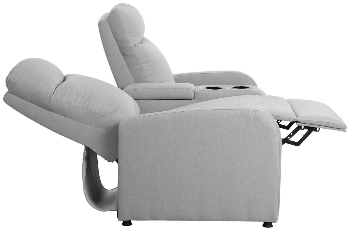 HEIMKINO-SOFA in Mikrofaser Hellgrau  - Hellgrau/Schwarz, Design, Kunststoff/Textil (128/95/92cm) - P & B