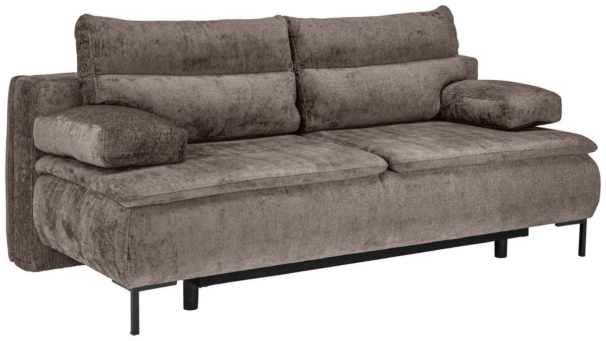 BOXSPRINGSOFA in Webstoff Taupe  - Taupe/Schwarz, Design, Textil/Metall (202/93/100cm) - Novel