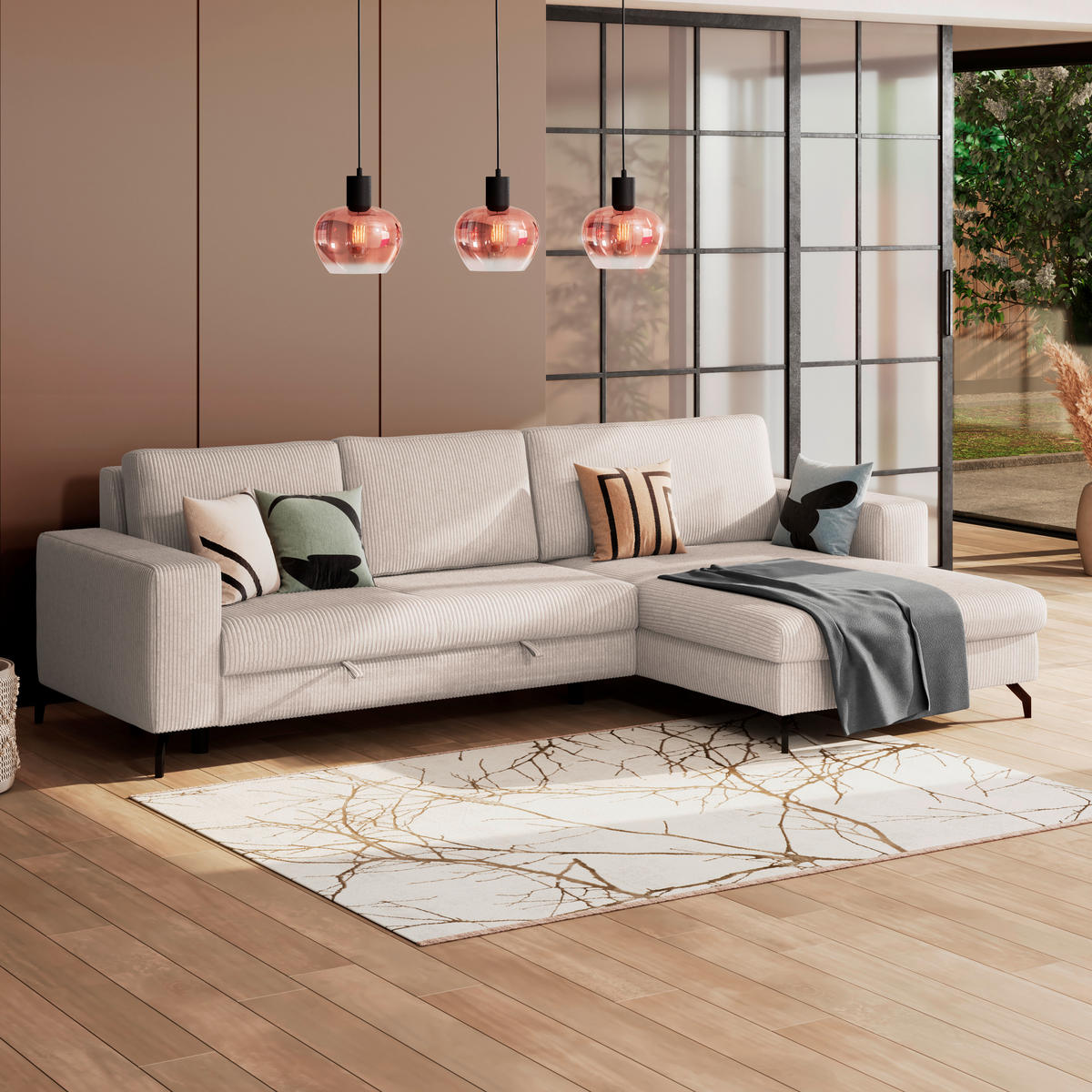 ECKSOFA Perlmutt  - Perlmutt, Trend, Textil (290/178cm) - P & B