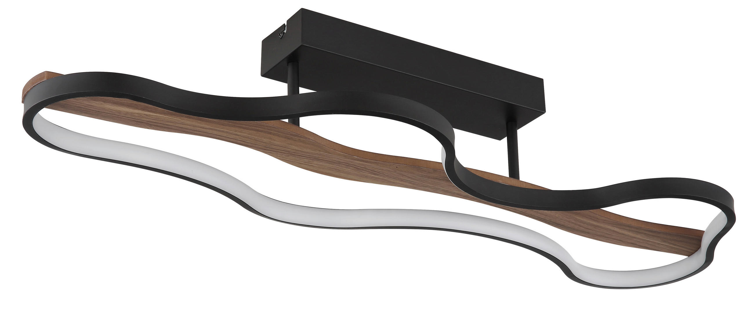 LED-TAKLAMPA 30 W 80,6/29/15 cm  - opal/svart, Natur, metall/trä (80,6/29/15cm) - Globo