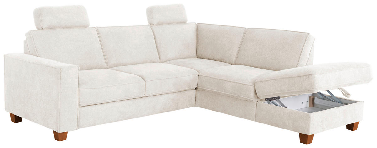 ECKSOFA in Flachgewebe Creme  - Eichefarben/Creme, Konventionell, Holz/Textil (236/213cm) - Sit & More