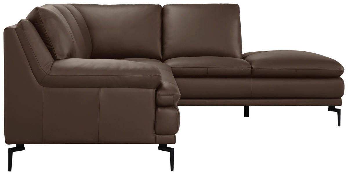 ECKSOFA Braun Echtleder  - Schwarz/Braun, Design, Leder (248/221cm) - MID.YOU