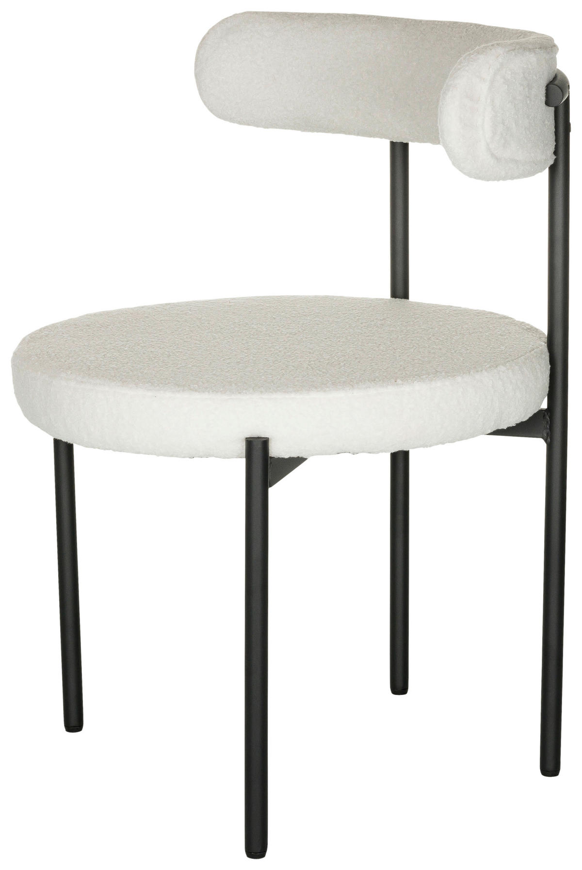 STOL bouclé  - vit/svart, Basics, metall/textil (55/78/56cm) - MID.YOU