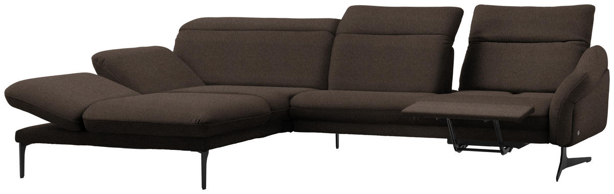 ECKSOFA in Webstoff Dunkelbraun  - Anthrazit/Dunkelbraun, Design, Textil/Metall (203/299cm) - Himolla