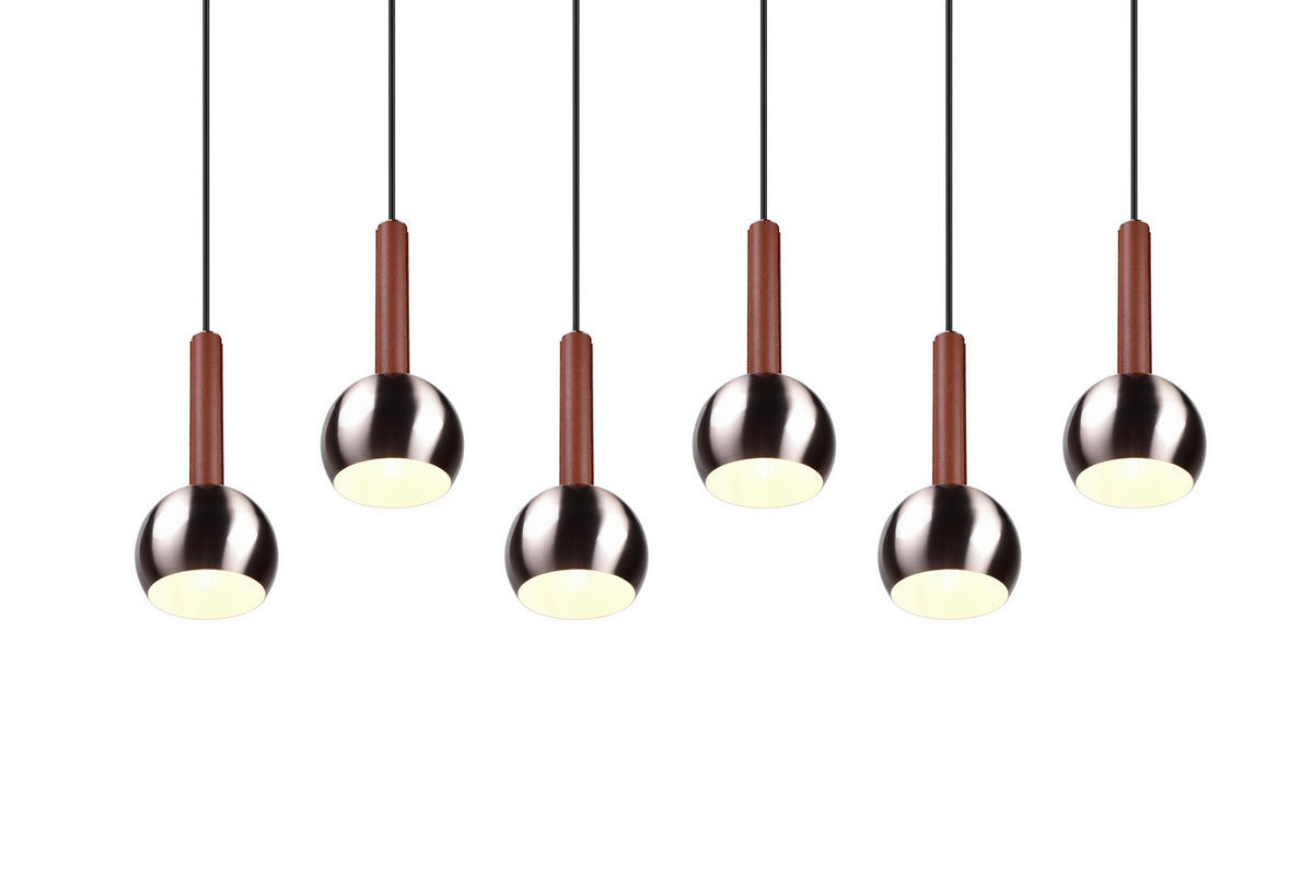 HÄNGELEUCHTE Ciliana 153/38/200 cm  - Braun/Nickelfarben, Design, Leder/Metall (153/38/200cm) - Trio Leuchten
