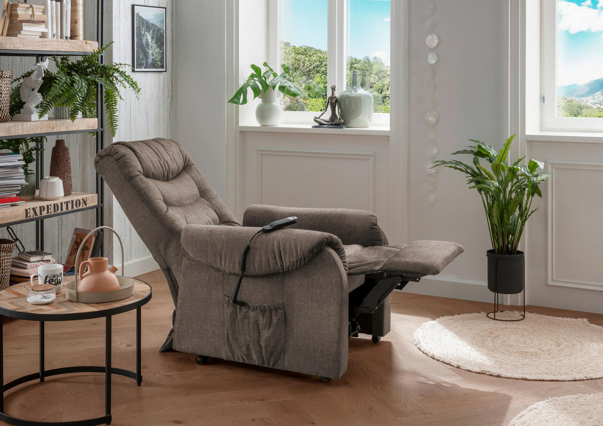FERNSEHSESSEL in Velours Braun  - Schwarz/Braun, Design, Kunststoff/Textil (76/106/94cm) - Livetastic