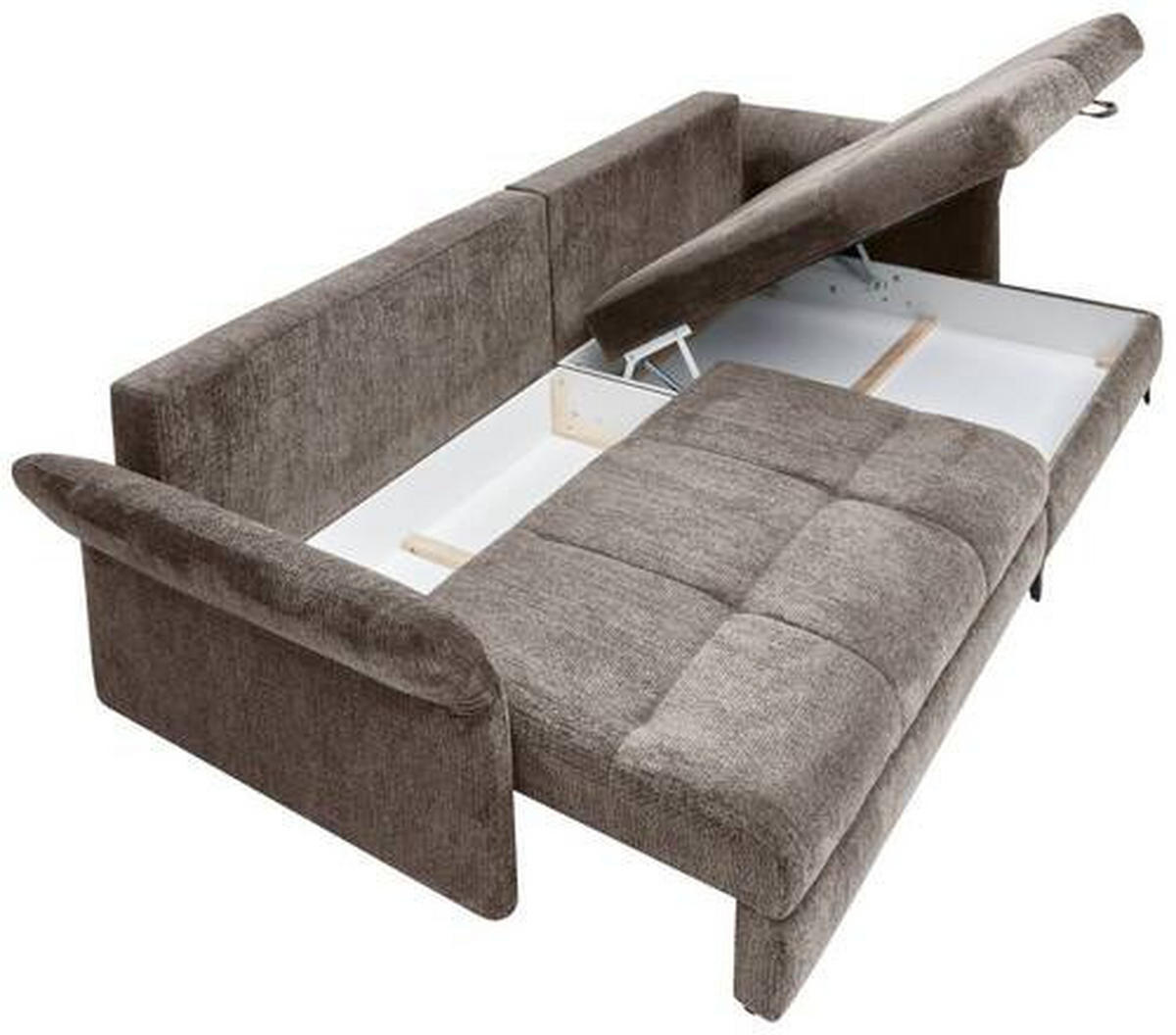 ECKSOFA in Chenille Taupe  - Taupe/Schwarz, KONVENTIONELL, Textil/Metall (291/153cm) - Hom`in