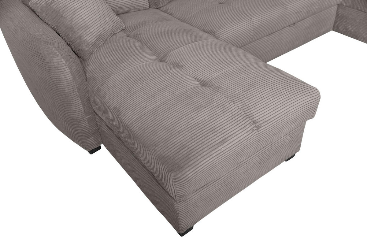 WOHNLANDSCHAFT SORINA Dunkelgrau Cord  - Dunkelgrau/Schwarz, Design, Kunststoff/Textil (157/305/202cm) - MID.YOU