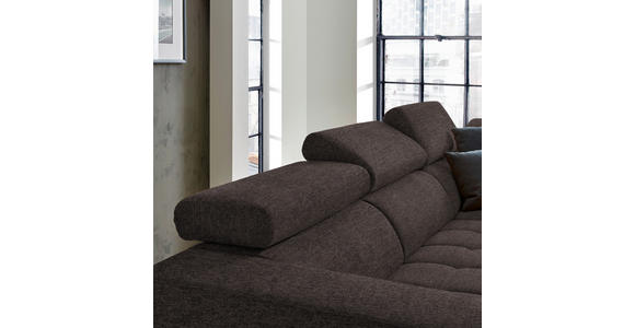 ECKSOFA  in Mikrofaser Braun  301/207 cm  - Schwarz/Braun, Design, Textil/Metall (301/207cm) - Xora