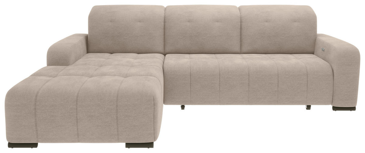 ECKSOFA Mikrofaser Beige  - Beige/Schwarz, Modern, Textil/Metall (185/292cm) - Livetastic