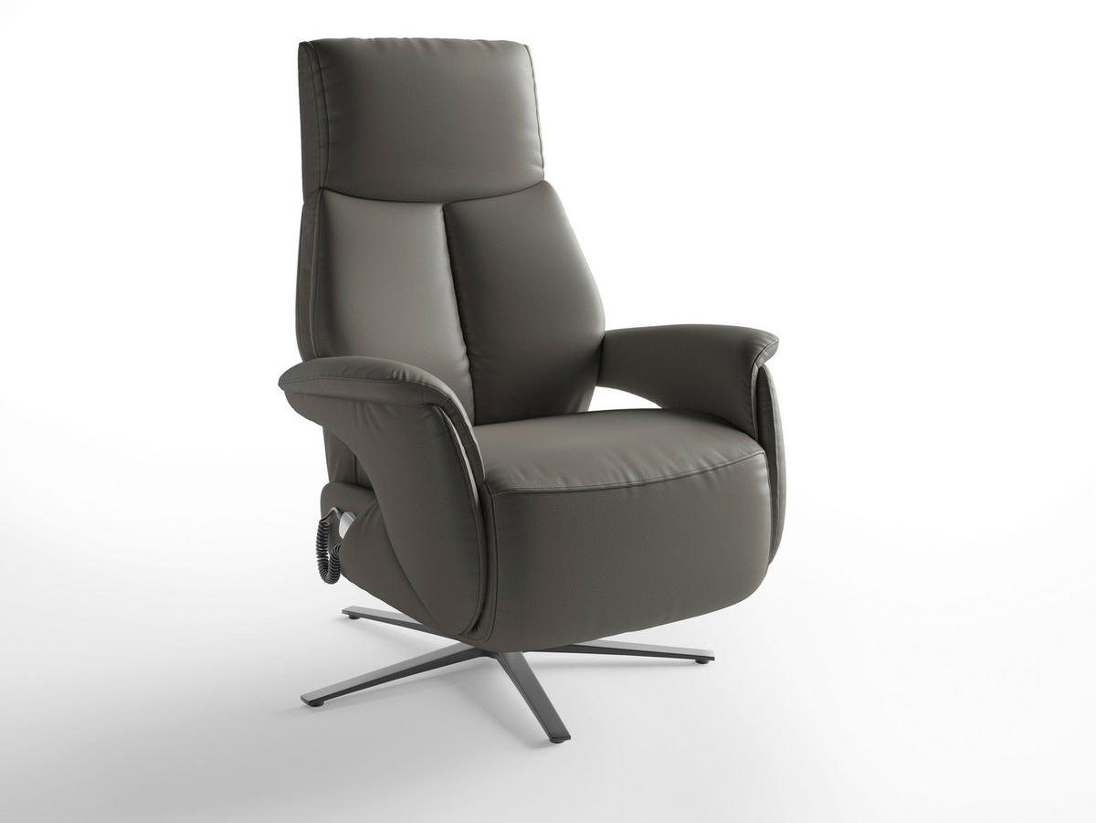 RELAXSESSEL Leder Anthrazit  - Anthrazit/Schwarz, Basics, Leder/Metall (75/110/85cm) - Sit & More