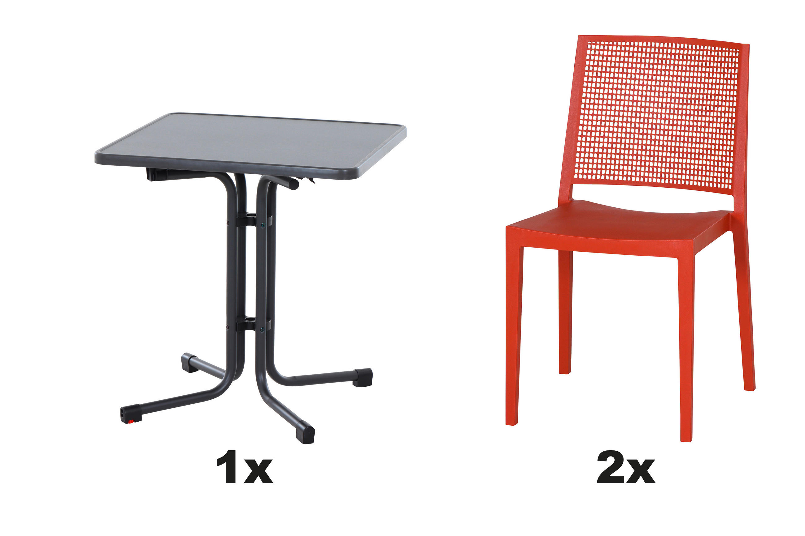 GARTENGARNITUR 3-teilig  - Rot, Basics, Holzwerkstoff/Kunststoff (70/80/70cm) - Siena Garden