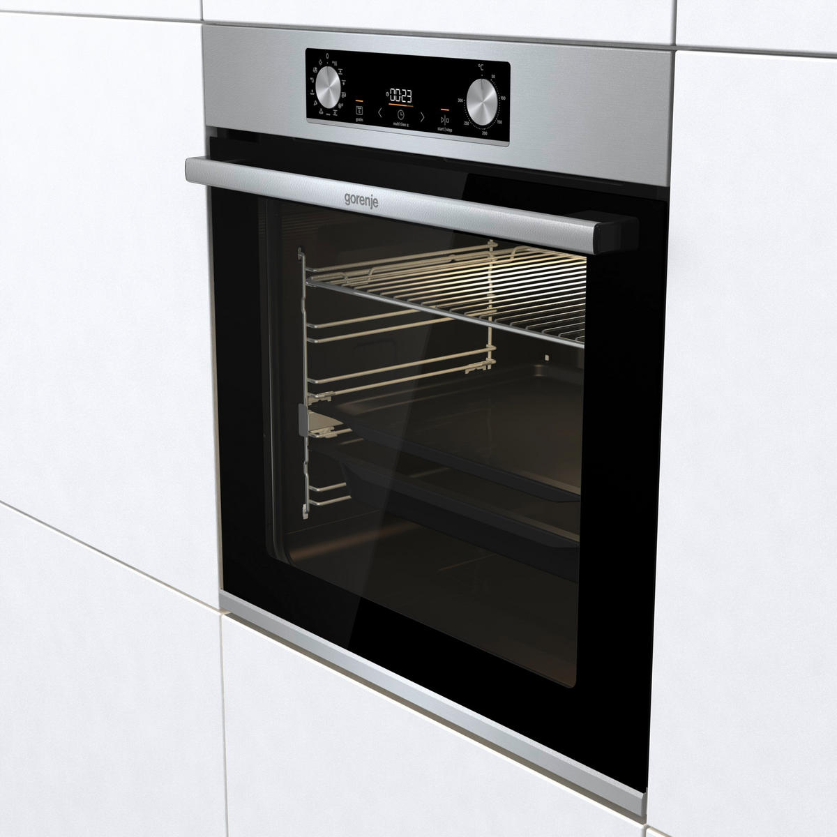 BACKOFENSET BLACK PEPPER SIX  - Edelstahlfarben, Basics, Glas/Metall (59,5/59,5/56,4cm) - Gorenje