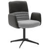 ARMLEHNSTUHL  Lederauswahl, Stoffauswahl, inklusive Armlehnen, Sitzfläche 180° drehbar Flachgewebe Echtleder  - Dunkelgrau/Schwarz, Design, Leder/Textil (64/93/69cm) - Dieter Knoll