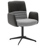 ARMLEHNSTUHL  Lederauswahl, Stoffauswahl, inklusive Armlehnen, Sitzfläche 180° drehbar Flachgewebe Echtleder  - Dunkelgrau/Schwarz, Design, Leder/Textil (64/93/69cm) - Dieter Knoll