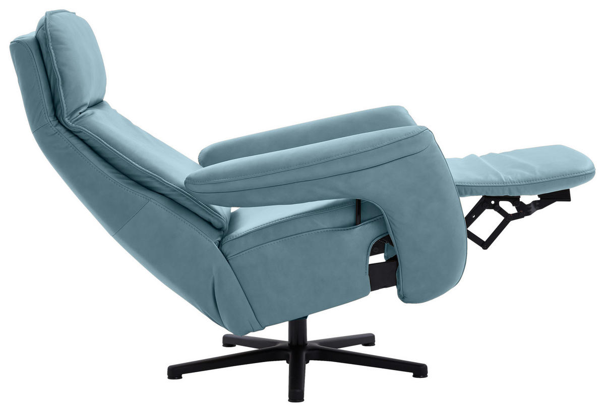 RELAXSESSEL in Leder Blau  - Blau/Schwarz, Design, Leder/Metall (83/112/87-174cm) - Valdera