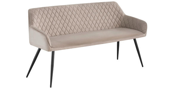 SITZBANK 165/83/63 cm Samt Schwarz, Taupe - Taupe/Schwarz, Design, Textil/Metall (165/83/63cm) - Novel