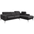 ECKSOFA in Mikrofaser Graphitfarben  - Schwarz/Graphitfarben, KONVENTIONELL, Textil/Metall (273/207cm) - Carryhome