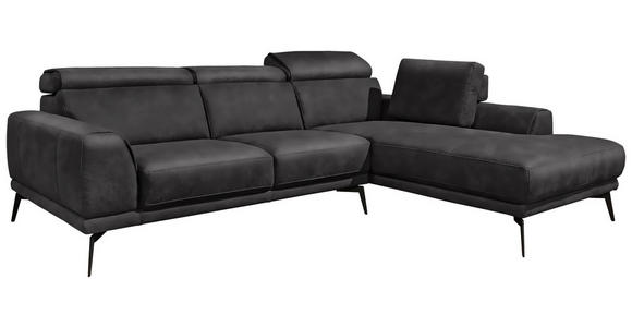 ECKSOFA in Mikrofaser Graphitfarben  - Schwarz/Graphitfarben, KONVENTIONELL, Textil/Metall (273/207cm) - Carryhome