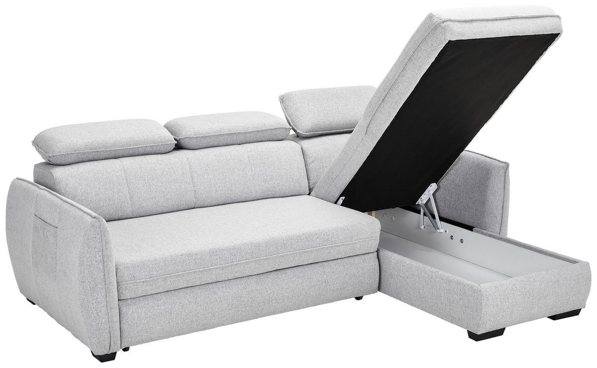 ECKSOFA in Flachgewebe Grau  - Schwarz/Grau, Modern, Kunststoff/Textil (182/237cm) - Carryhome