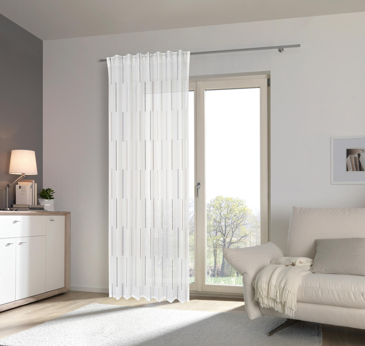 FERTIGVORHANG halbtransparent  - Anthrazit, KONVENTIONELL, Textil (140/245cm) - Esposa