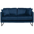 2-SITZER-SOFA in Samt Dunkelblau  - Schwarz/Dunkelblau, Design, Textil/Metall (150/78/84cm) - Carryhome