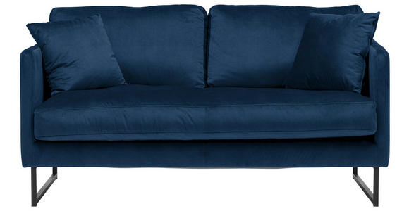 2-SITZER-SOFA in Samt Dunkelblau - Schwarz/Dunkelblau, Design, Textil/Metall (150/78/84cm) - Carryhome