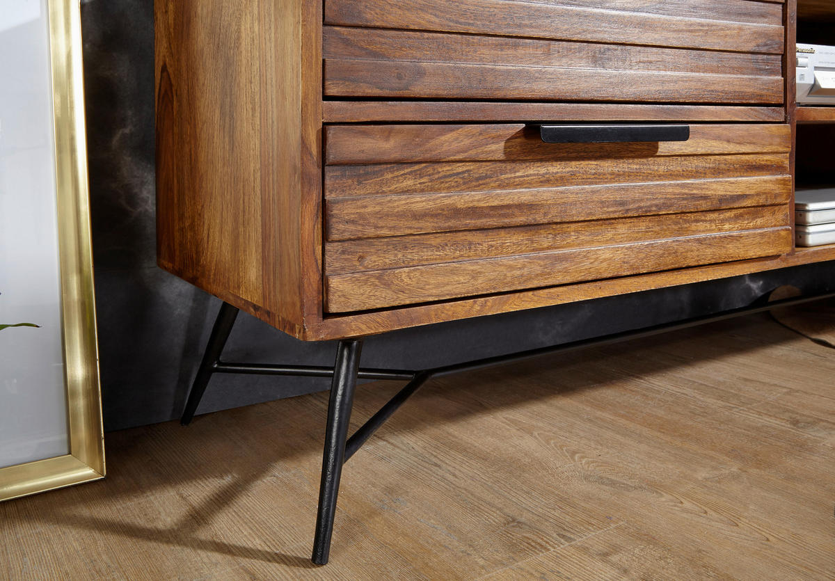 SIDEBOARD 160/54/40 cm  - Sheeshamfarben/Schwarz, Design, Holz/Metall (160/54/40cm) - MID.YOU
