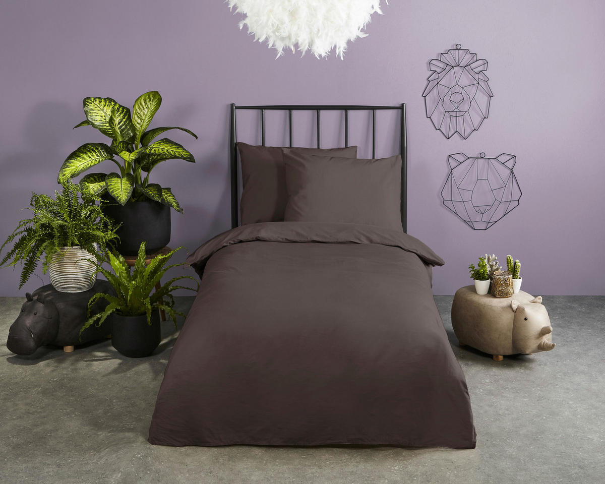 BETTWÄSCHE Uni Dark Chocolate Satin 135/200 cm  - Dunkelbraun, Basics, Textil (135/200cm)