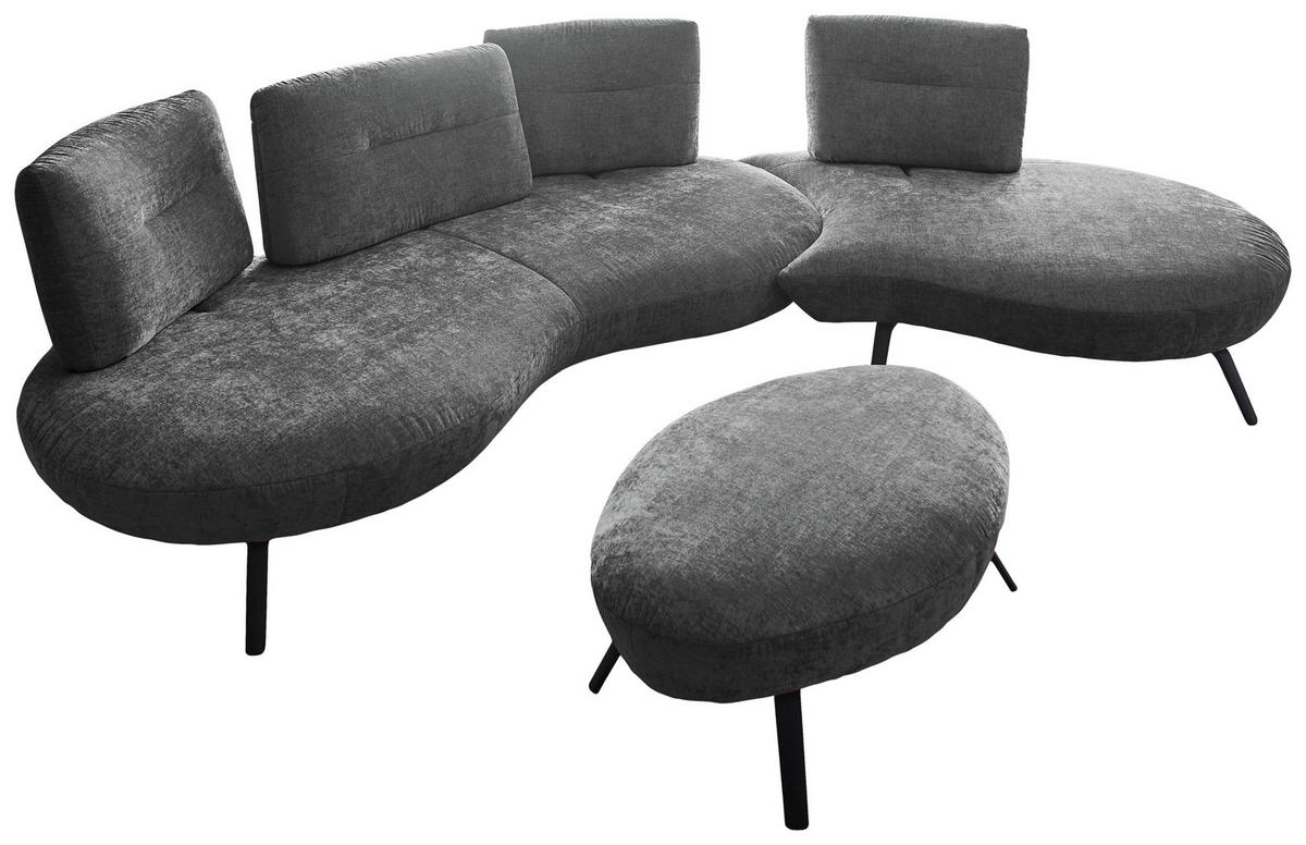 HOCKER Flachgewebe Anthrazit  - Anthrazit/Schwarz, Design, Textil/Metall (117/43/78cm) - Moderano