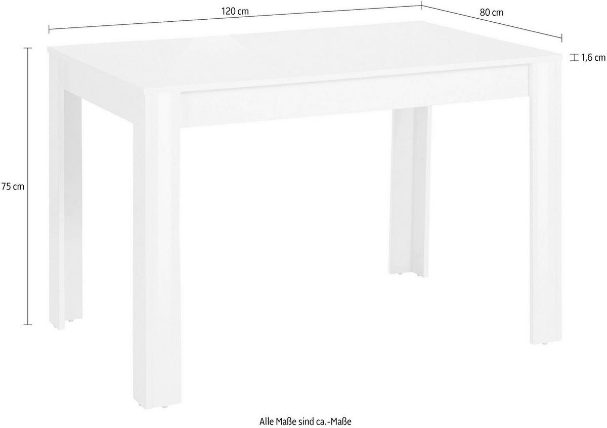 ESSTISCH in Holzwerkstoff  - Weiß Hochglanz, Design, Holzwerkstoff (120/75/80cm) - MID.YOU