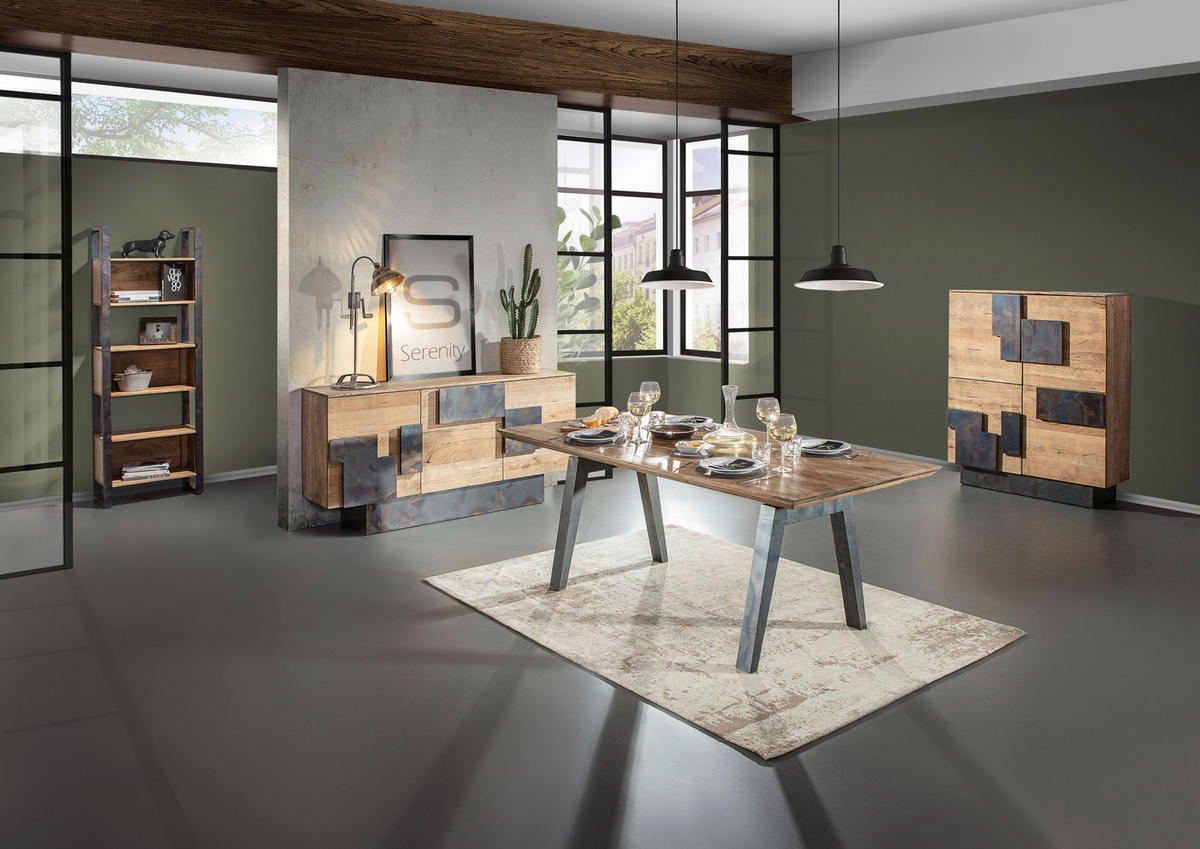 ESSTISCH in Holz 240/100/77 cm  - Graublau/Eichefarben, MODERN, Holz/Metall (240/100/77cm) - Livetastic