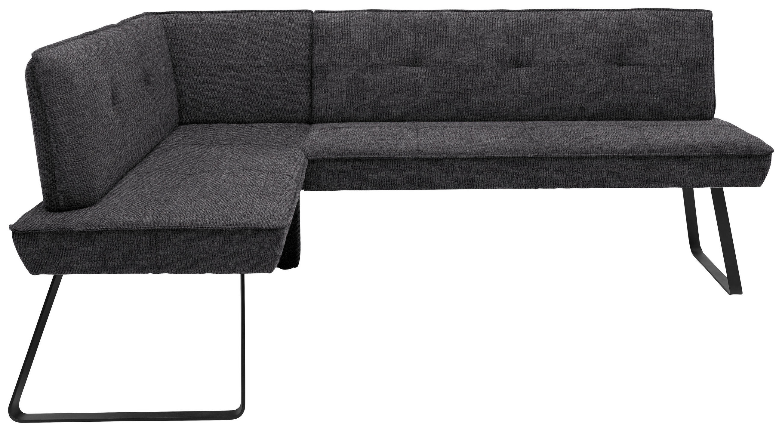 ECKBANK 157/204 cm Flachgewebe Anthrazit, Schwarz Metall - Anthrazit/Schwarz, Design, Textil/Metall (157/204cm) - Dieter Knoll