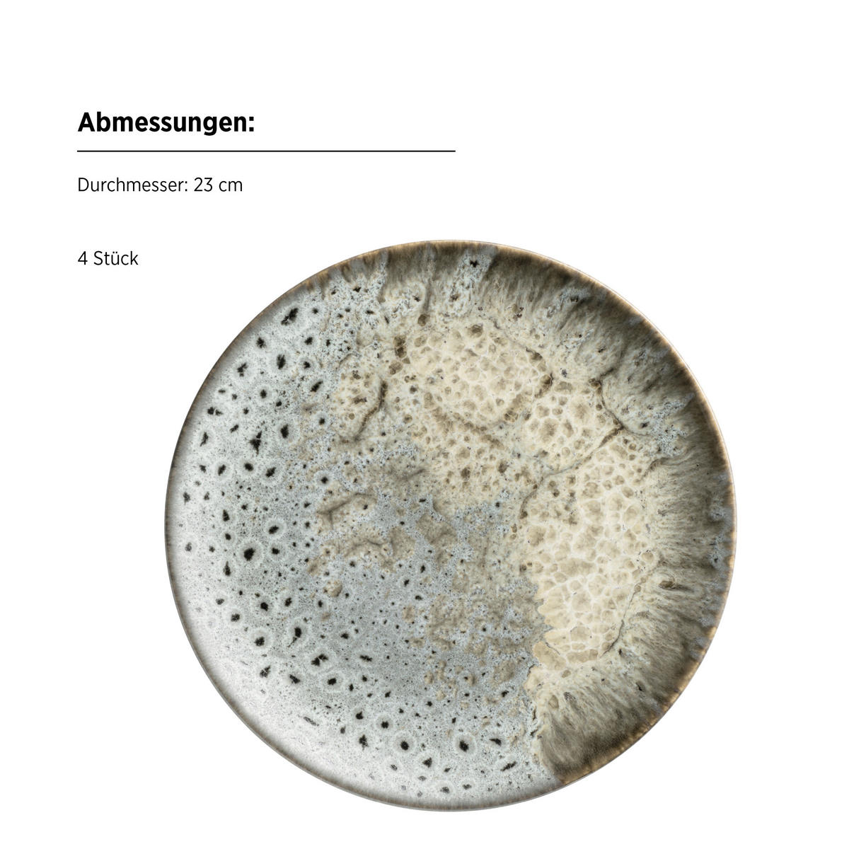 DESSERTTELLERSET Grau 4-teilig CARELLIA  - Grau, Basics, Keramik (23/2,4cm) - Mäser