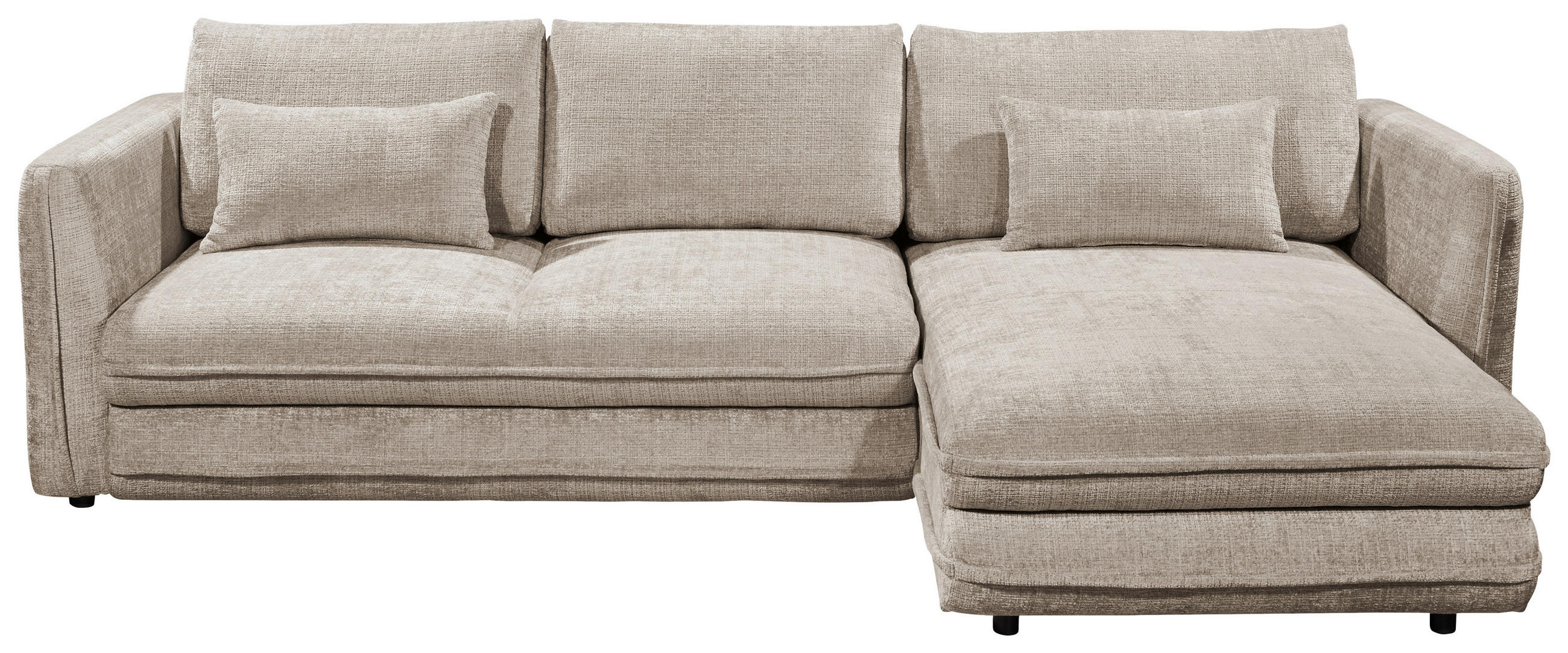 ECKSOFA in Mikrovelours Taupe  - Taupe/Schwarz, Konventionell, Kunststoff/Textil (302/192cm) - MID.YOU