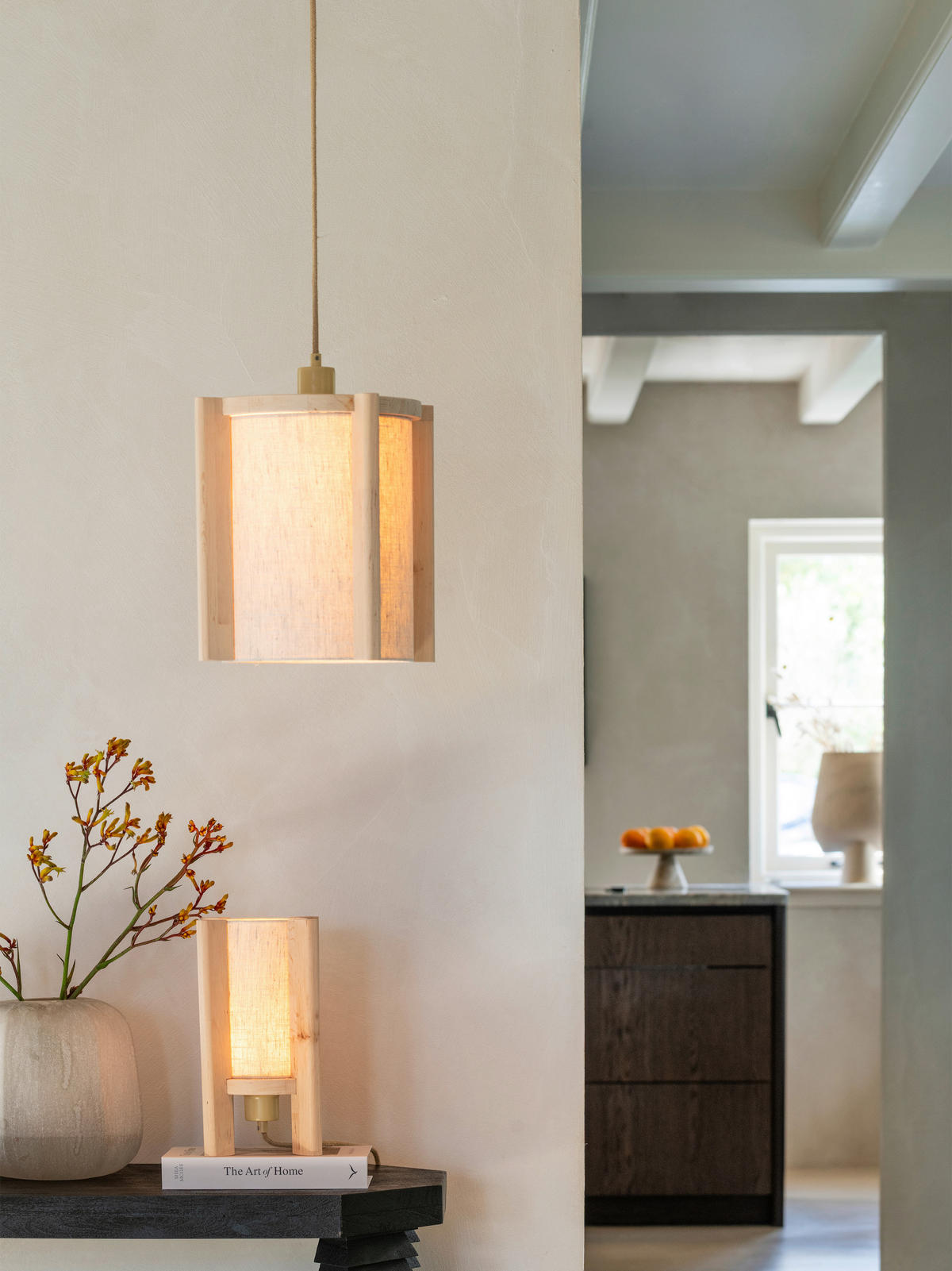 HÄNGELEUCHTE Good & Mojo 25/25/280 cm  - Erlefarben/Beigebraun, Trend, Holz/Textil (25/25/280cm) - Good & Mojo