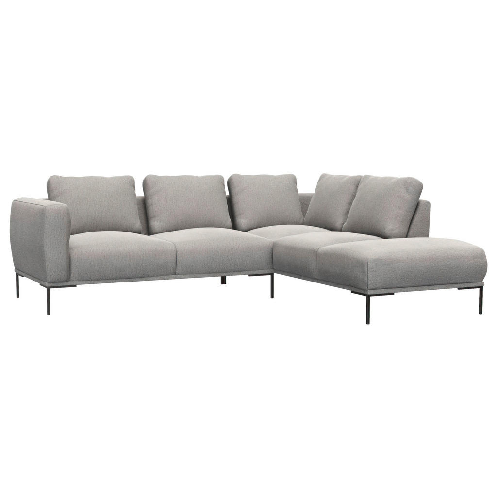 Thumbnail - Livetastic Ecksofa, Grau, Textil, 5,5-Sitzer, Füllung: Schaumstoff, Ottomane rechts, L-Form, 252x206 cm, Reach, Goldenes...