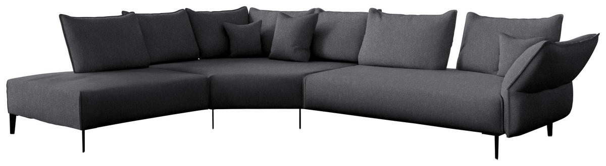 ECKSOFA  in Chenille, Flachgewebe Graphitfarben  272/340 cm  - Schwarz/Graphitfarben, MODERN, Textil/Metall (272/340cm) - W.Schillig