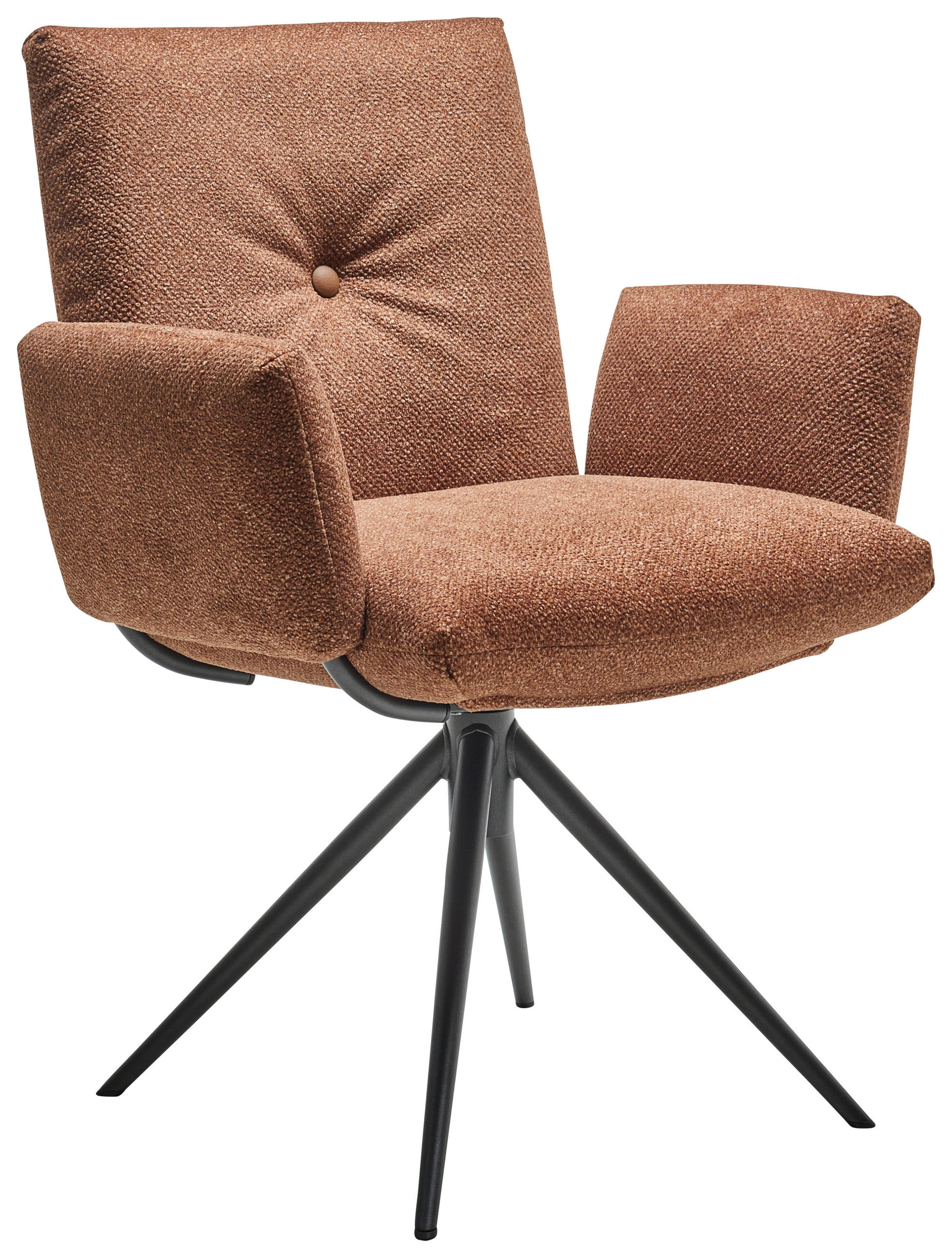 ARMLEHNSTUHL in beflockt - Anthrazit/Haselnussfarben, Design, Textil/Metall (70/89/68cm) - Dieter Knoll