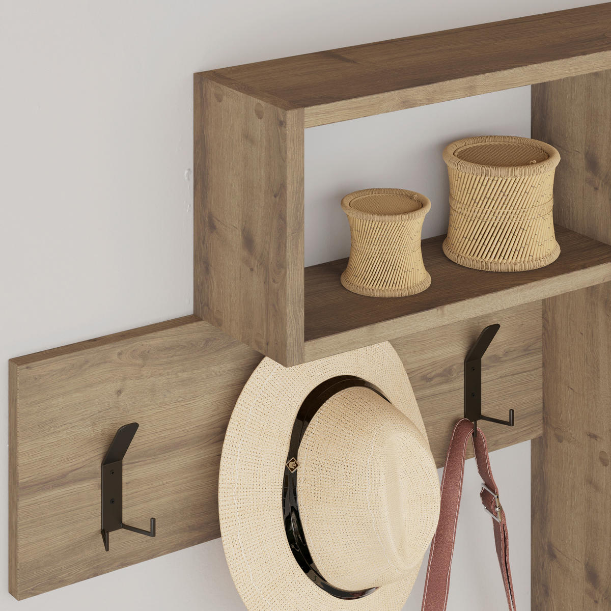 WANDGARDEROBE - Eiche dunkel, Design, Holzwerkstoff (99.5/61/15cm) - Livetastic