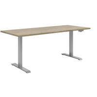 SCHREIBTISCH höhenverstellbar, in verschiedenen Holz-Dekoren erhältlich  - Eichefarben/Silberfarben, KONVENTIONELL, Holzwerkstoff/Metall (175/80/72cm) - Voleo