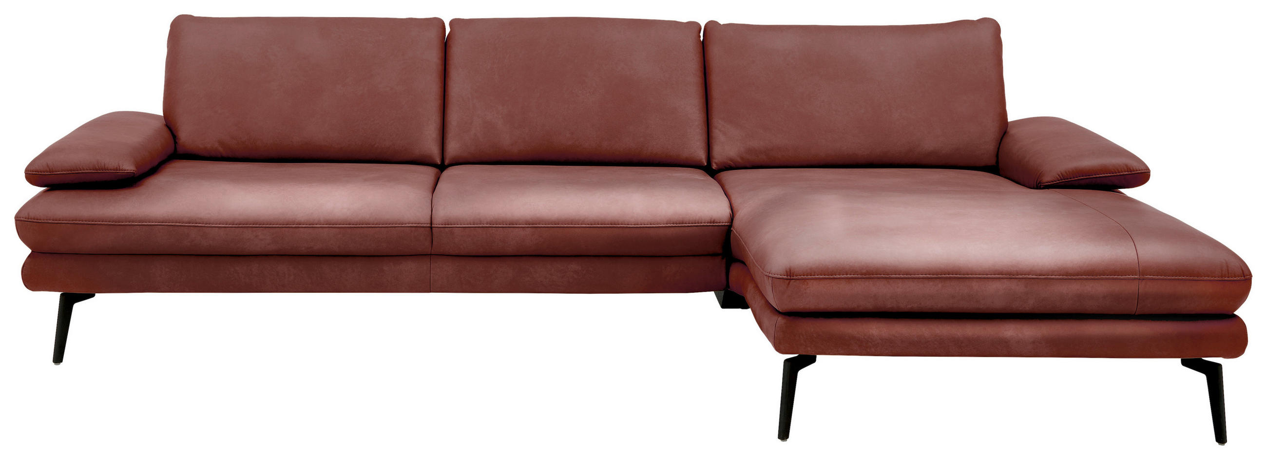 ECKSOFA in Echtleder Dunkelrot  - Schwarz/Dunkelrot, Design, Leder/Metall (310/180cm) - Dieter Knoll