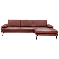 ECKSOFA in Echtleder Dunkelrot  - Schwarz/Dunkelrot, Design, Leder/Metall (310/180cm) - Dieter Knoll