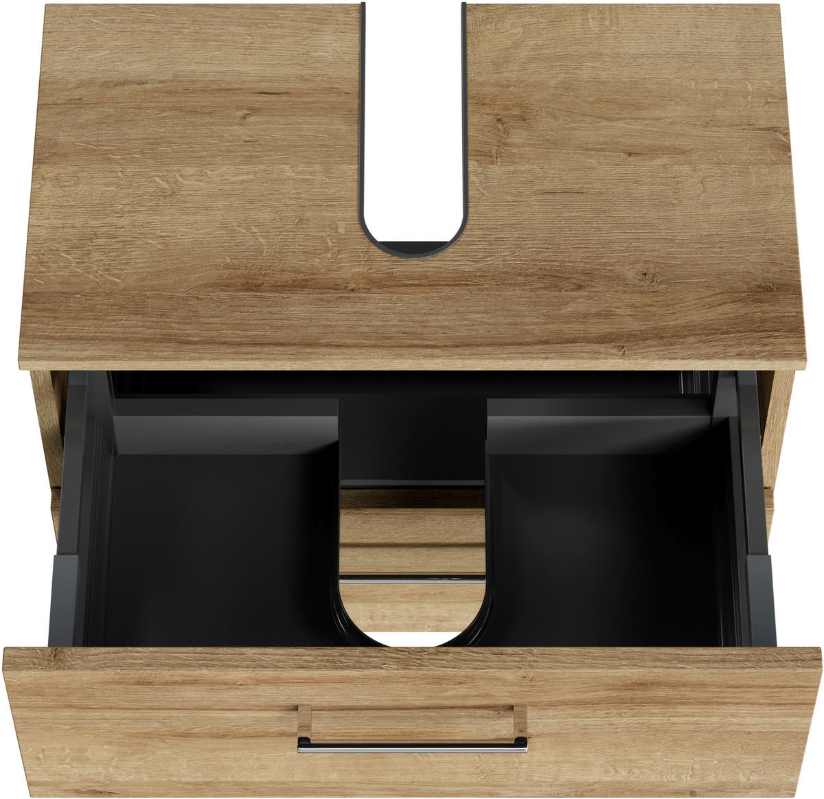 WASCHBECKENUNTERSCHRANK 60/49,8/33,3 cm  - Chromfarben/Eichefarben, KONVENTIONELL, Holzwerkstoff/Metall (60/49,8/33,3cm) - Sadena
