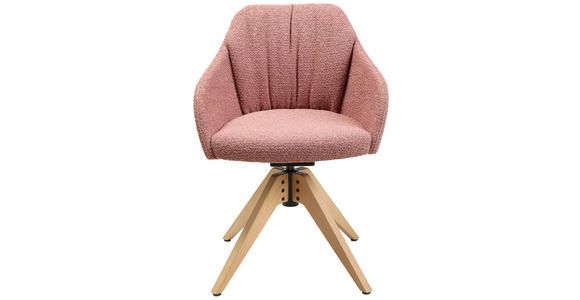 ARMLEHNSTUHL in Flachgewebe - Eichefarben/Rosa, Design, Holz/Textil (58/82,5-85,2/60cm) - Johann Jakob