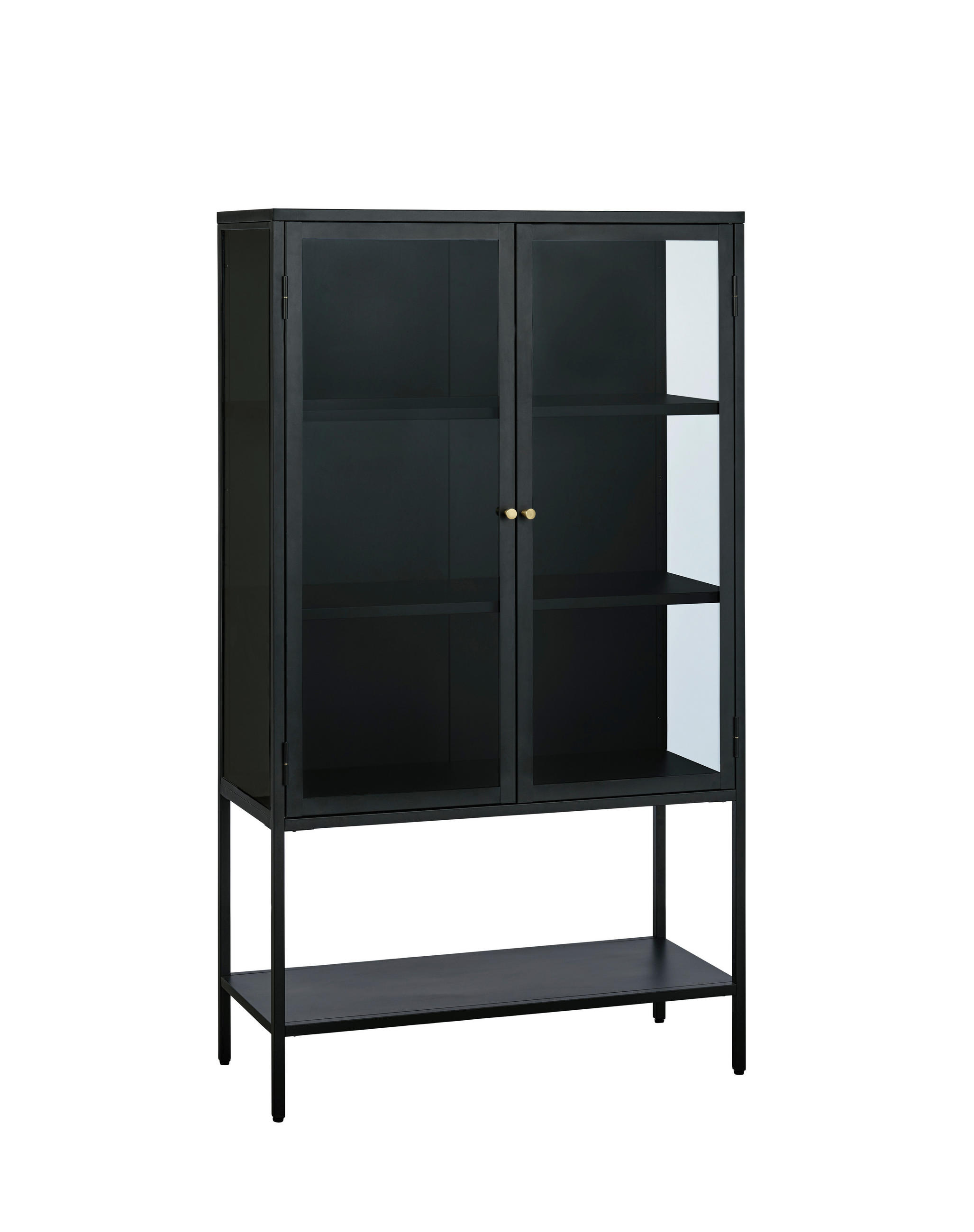 HÖG BYRÅ svart  90/160/40 cm  - svart/guldfärgad, Trend, metall/glas (90/160/40cm) - Xora