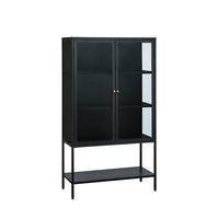 HÖG BYRÅ svart  90/160/40 cm  - svart/guldfärgad, Trend, metall/glas (90/160/40cm) - Xora