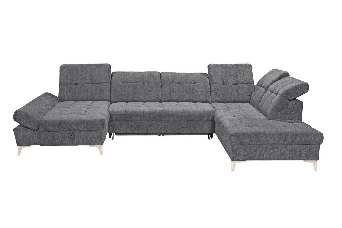 WOHNLANDSCHAFT Mikrovelours Anthrazit  - Kaschmir/Anthrazit, Modern, Kunststoff/Textil (169/348/245cm) - MID.YOU