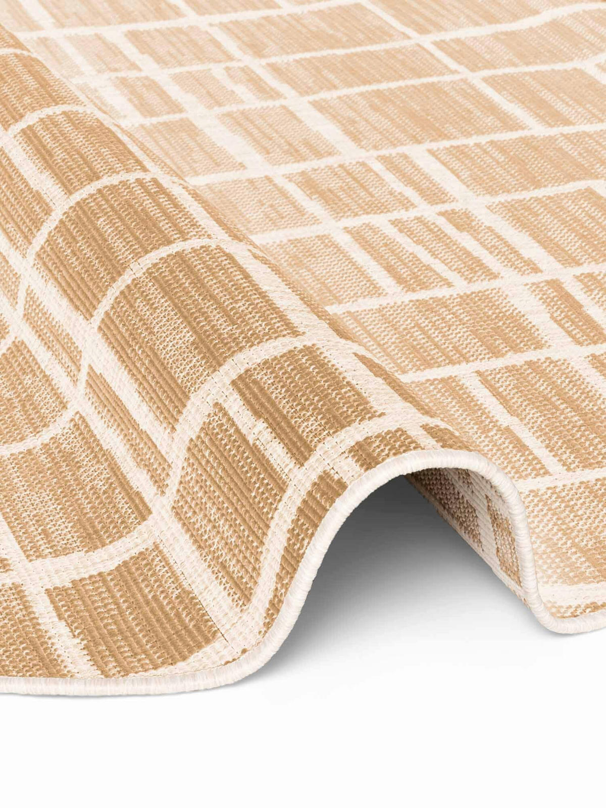 FLACHWEBETEPPICH 200 cm Haringey Weiß, Sandfarben rund  - Sandfarben/Weiß, Design, Kunststoff (200cm)