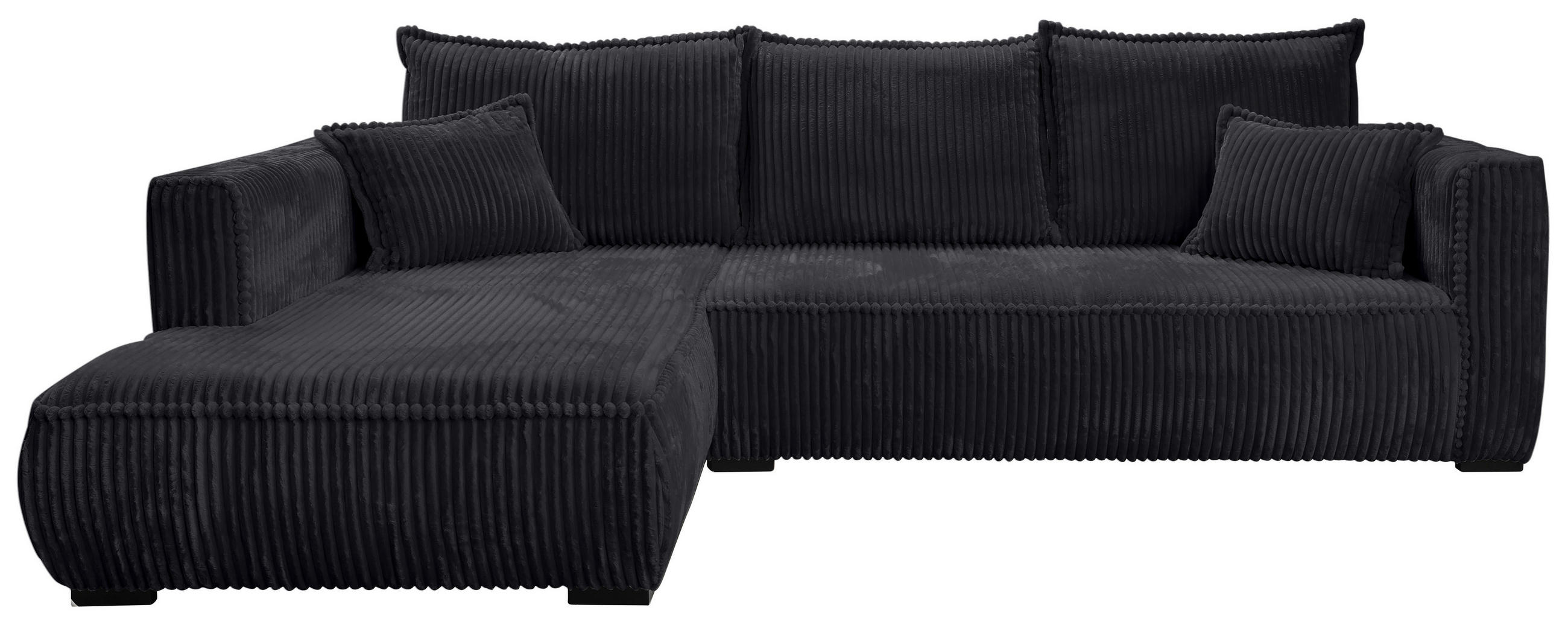 ECKSOFA Schwarz Cord  - Schwarz, MODERN, Holz/Textil (208/322cm) - Carryhome